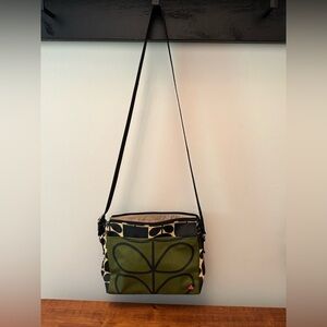 Orla Kiely Olive and Black Crossbody Bag
